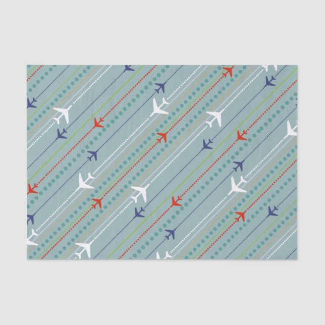 Retro Aeroplane Pattern Tissue Paper (Front)