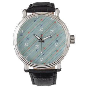 Retro Aeroplane Pattern Watch