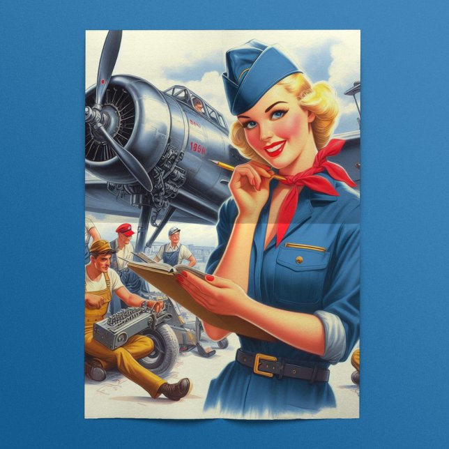 Retro Aeroplane Pilot Pinup Tissue Paper (Creator Uploaded)