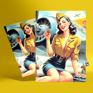 Retro Aeroplane Pin-up Postcard