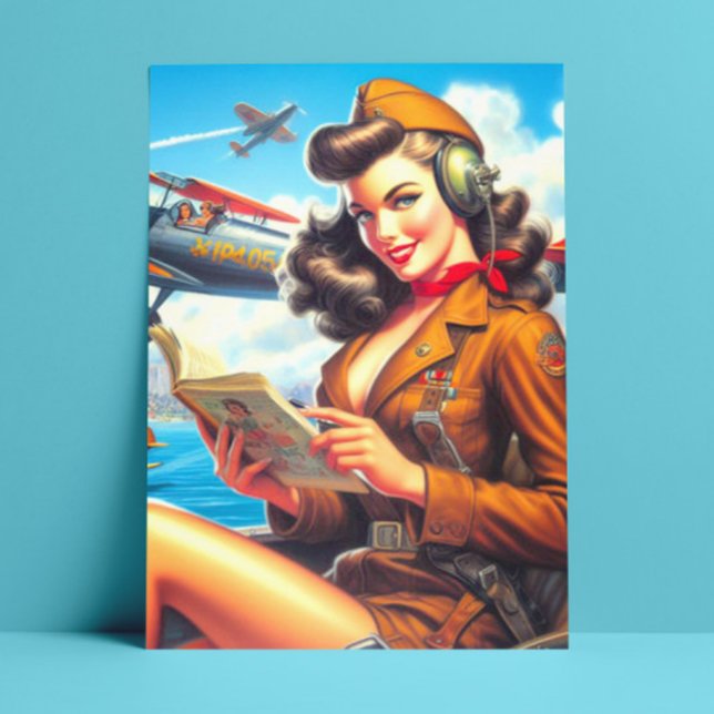 Retro Aeroplane Pin-up Postcard (Creator Uploaded)