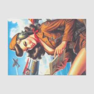 Retro Aeroplane Pin-up Tissue Paper