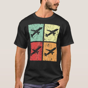 Retro Aeroplane Plane Pilot Aviator Sky Flight Ins T-Shirt