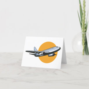 Retro Aeroplane Vintage Jet Travel Art Design  Thank You Card