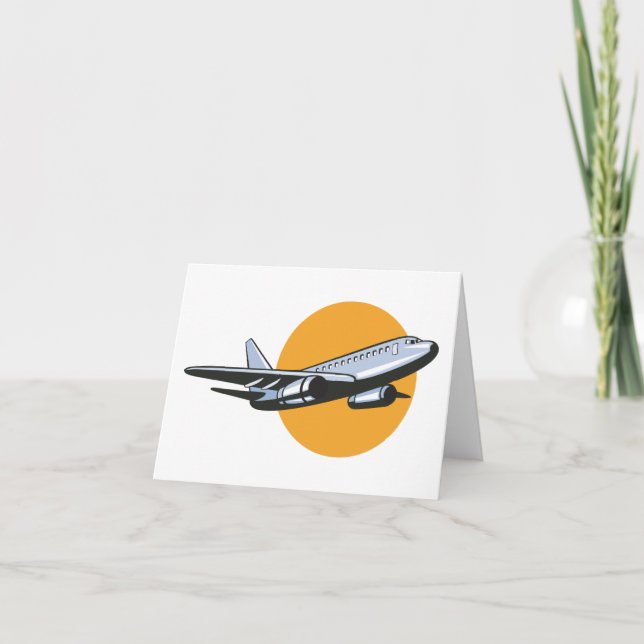 Retro Aeroplane Vintage Jet Travel Art Design  Thank You Card (Front)