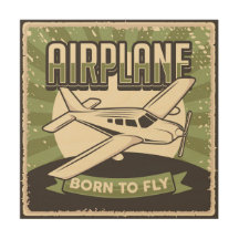 Retro Aeroplane Wood Wall Art