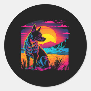 Retro Aesthetic Australian Cattle dog 17 Classic Round Sticker