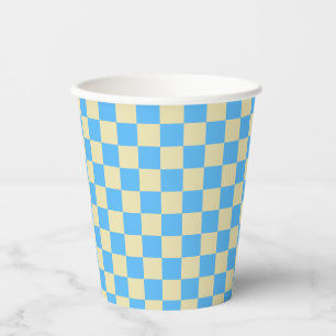 Retro Aesthetic Chequerboard Pattern Blue White  Paper Cups