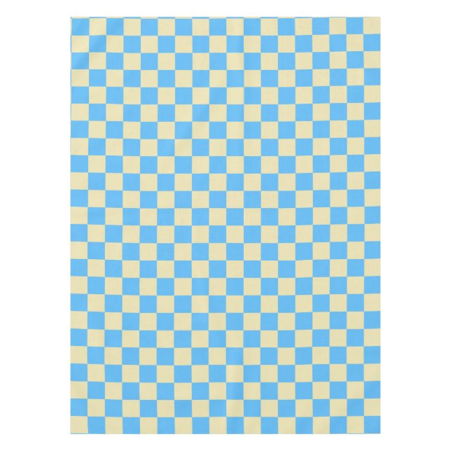 Retro Aesthetic Chequerboard Pattern Blue White  Tablecloth (Front)