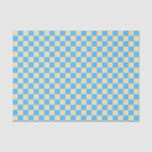 Retro Aesthetic Chequerboard Pattern Blue White  Tissue Paper