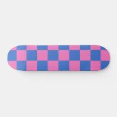 Retro Aesthetic Chequerboard Pattern Pink and Blue Skateboard (Horz)