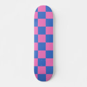 Retro Aesthetic Chequerboard Pattern Pink and Blue Skateboard (Front)