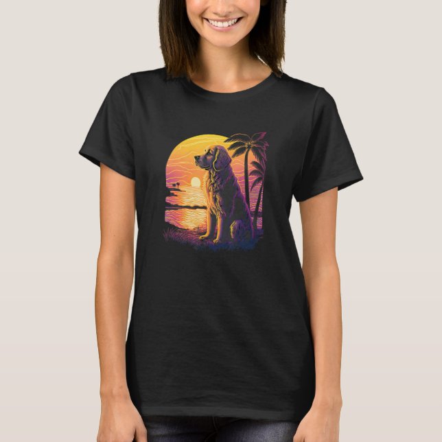 Retro Aesthetic Golden Retriever Dog T-Shirt (Front)