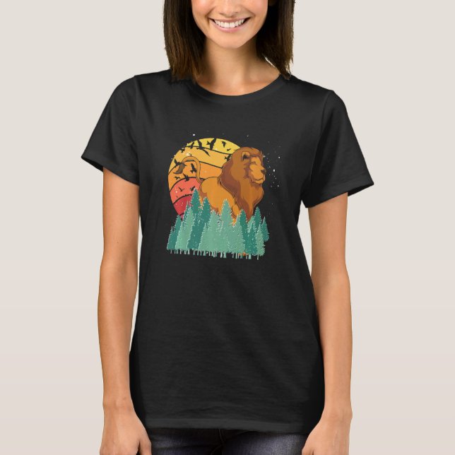 Retro Africa Safari Animal  Forest Nature Birds Li T-Shirt (Front)