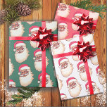 Retro African American Black Santa face Christmas Wrapping Paper Sheet<br><div class="desc">Retro old fashioned African American Black Santa face Christmas wrapping paper. This has a coral red, green and white colour and you can change the background colour to any colour you'd like. To make more changes go to Personalise this template. On the bottom you’ll see “Want to customise this design...</div>