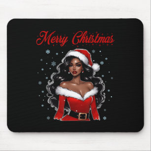 Retro African American Merry Christmas Black Xmas Mouse Pad