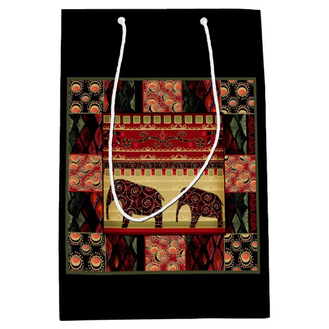 Retro african print with elephants medium gift bag (Front)