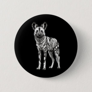Retro African Wild Dog Lover Safari Nature Art 6 Cm Round Badge