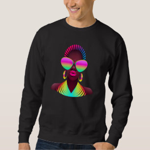 Retro African Woman Beautiful Pink 80s Men Women K Sweatshirt