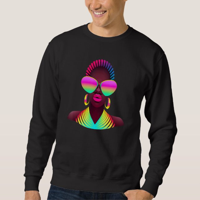 Retro African Woman Beautiful Pink 80s Men Women K Sweatshirt (Front)