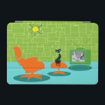 Retro Age Kitty iPad Mini Cover<br><div class="desc">It is said that dogs have owners and cats have staff. The feline on this Retro Space Age Kitty iPad Mini Cover couldn't agree more! The 1960's style, minimalist art design features a sleek, black cat in a mid century modern living room. The sophisticated room prominently features a green, stone...</div>