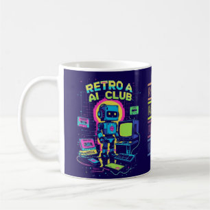Retro AI Club – 90s Robot Pixel Art Coffee Mug