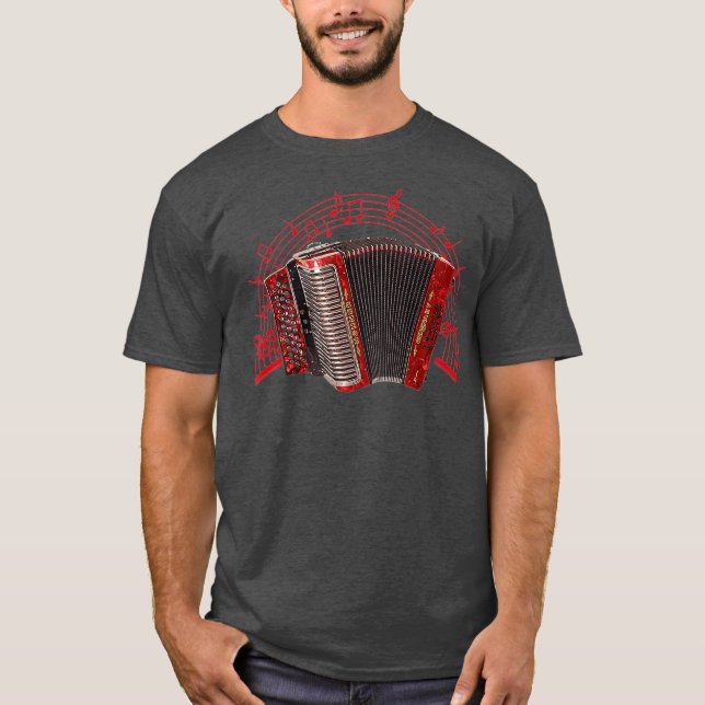 Retro Air Accordion Player Choir Musical Men T-Shirt (Front)