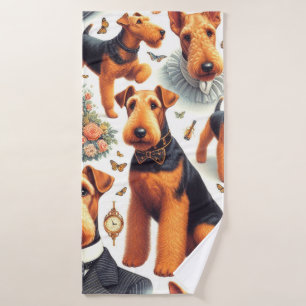 Retro Airedale Terrier Seamless Bath Towel