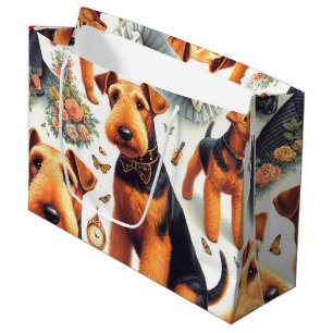 Retro Airedale Terrier Seamless Large Gift Bag