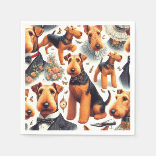 Retro Airedale Terrier Seamless Napkin