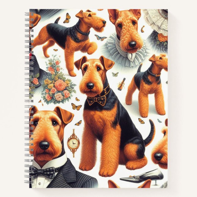Retro Airedale Terrier Seamless Notebook (Front)