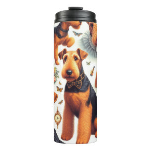 Retro Airedale Terrier Seamless Thermal Tumbler