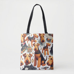 Retro Airedale Terrier Seamless Tote Bag