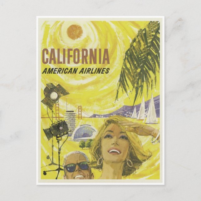 Retro Airlines California Advertisement Postcard (Front)