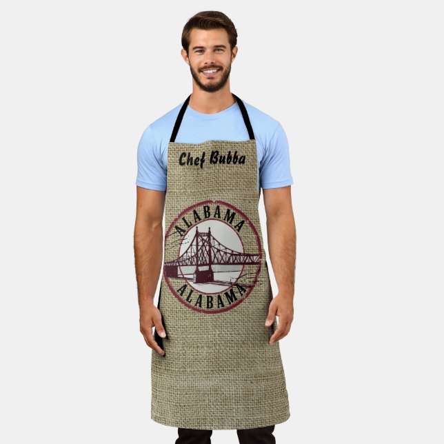  Retro Alabama Bridge Stamp Personalised Apron (Worn)