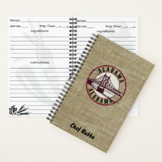 Retro Alabama Bridge Stamp Personalised Recipe Notebook