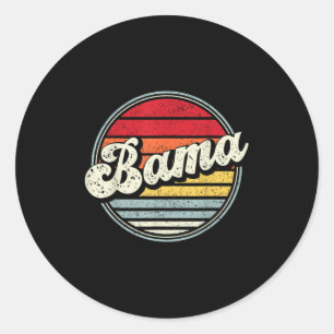Retro Alabama Home State Cool 70s Style Sunset Men Classic Round Sticker