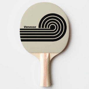 Retro Alabaster Dual Curl Stripes with Name Ping Pong Paddle