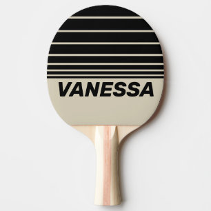 Retro Alabaster Three Horizon Striping with Name Ping Pong Paddle