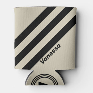 Retro Alabaster Three Stripes with Name Can Cooler