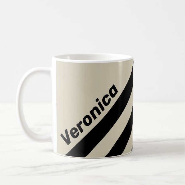 Retro Alabaster Three Stripes with Name Coffee Mug (Left)