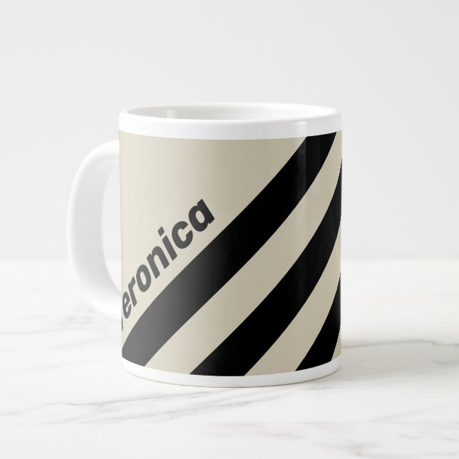 Retro Alabaster Three Stripes with Name Large Coffee Mug (Front Left)