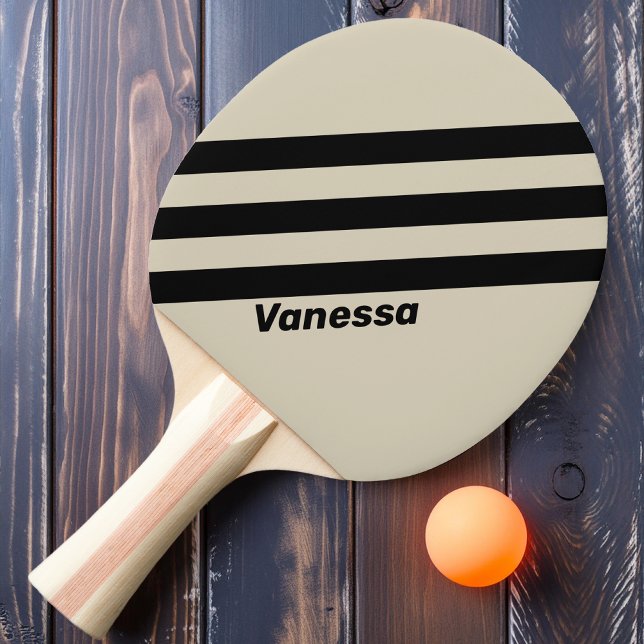 Retro Alabaster Three Stripes with Name Ping Pong Paddle (Creator Uploaded)