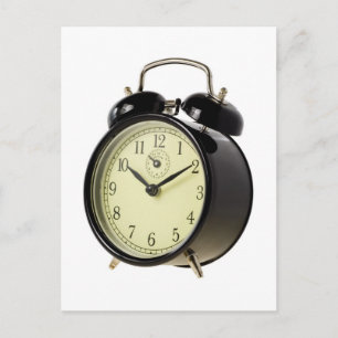 Retro alarm clock postcard