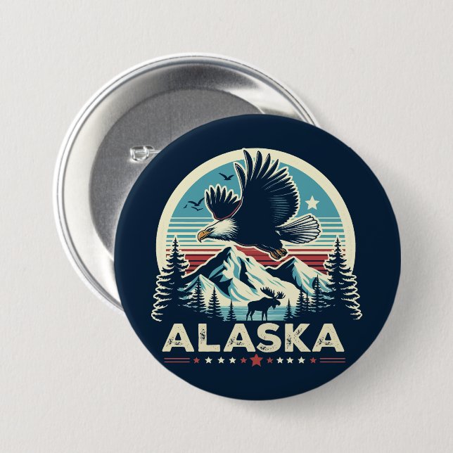 Retro Alaska 7.5 Cm Round Badge (Front & Back)