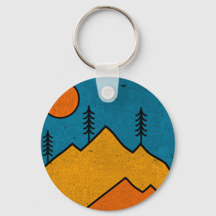 Retro Alaska Anchorage Mountain Souvenir 80s Key Ring