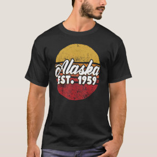 Retro Alaska Est 1959 The Last Frontier State Map T-Shirt