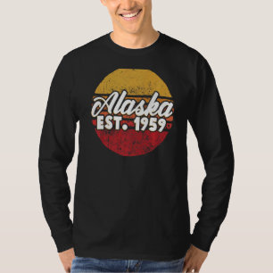 Retro Alaska Est 1959 The Last Frontier State Map T-Shirt