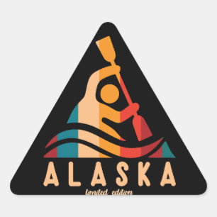 Retro Alaska Kayaking Triangle Sticker