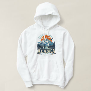 Retro Alaska Mountain Range Graphic Hoodie